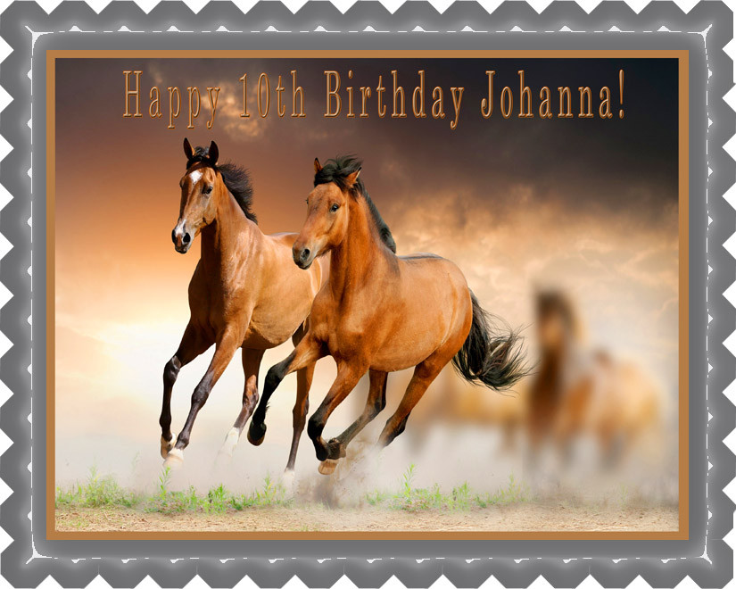 Horses Edible Birthday Cake Topper