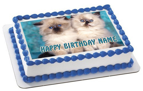 CUTE CAT KITTEN 7.5/" ROUND ICING CAKE TOPPER