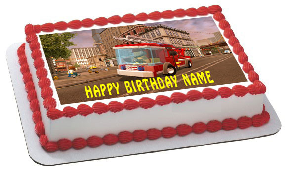 Fire Truck Happy Birthday Black Red Glitter Cake Topper Firefighter Fireman  Theme Decorations Baby Shower Birthday party Decor Supplies - - | Walmart  Canada