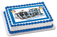 Lego City Police Station 4 Edible Birthday Cake Topper OR Cupcake Topper, Decor