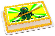 Lego Ninja Green Edible Birthday Cake Topper OR Cupcake Topper, Decor