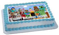 MINECRAFT Characters 5 Edible Birthday Cake Topper OR Cupcake Topper, Decor