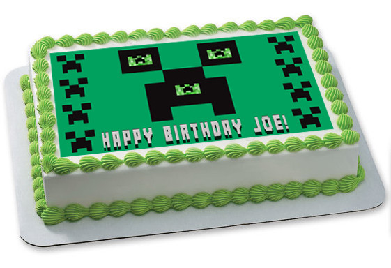 Minecraft Creeper Edible Birthday Cake Topper