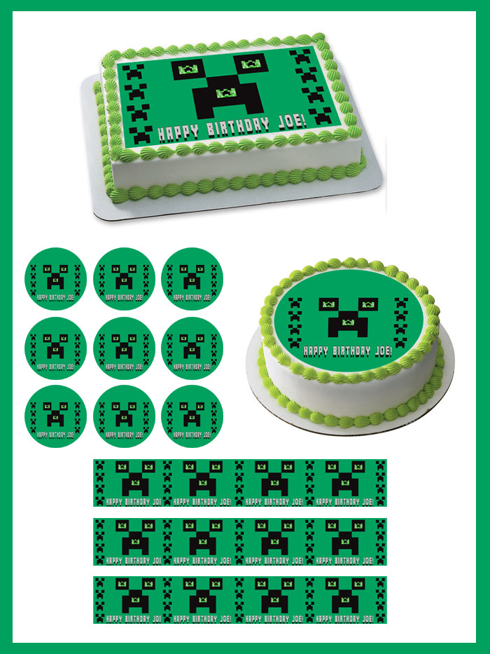 Minecraft Creeper Edible Birthday Cake Topper