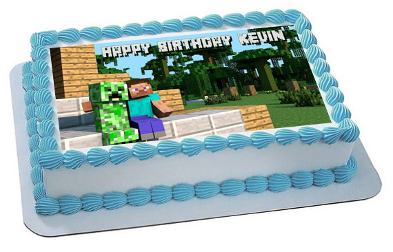Minecraft Creeper Steve Edible Birthday Cake Topper