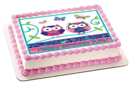 Patchwork Owls - Edible Cake Topper OR Cupcake Topper, Decor