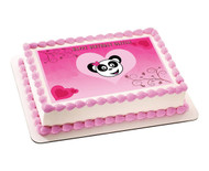 Pink Panda Edible Birthday Cake Topper OR Cupcake Topper, Decor