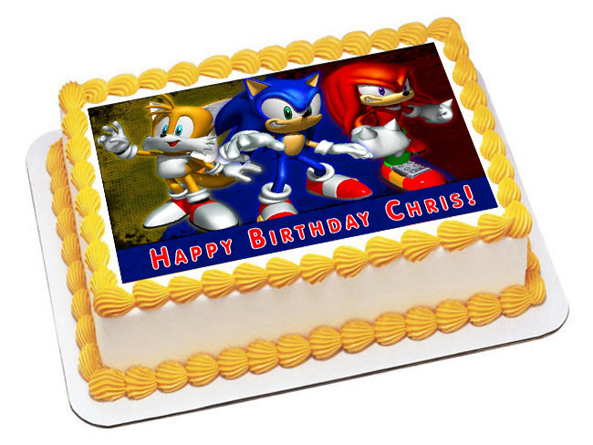  Cakecery Sonic GT Edible Cake Topper Image Personalized  Birthday Sheet Party Decoration Round : Grocery & Gourmet Food