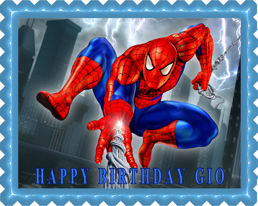 Personalised Spider-Man 7.5 Inch Round Birthday Cake Topper - Novelty, Custom Name, Unbranded