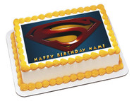 SUPERMAN LOGO Edible Birthday Cake Topper OR Cupcake Topper, Decor