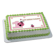 Sweet Lady Bug Edible Birthday Cake Topper OR Cupcake Topper, Decor