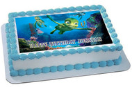 Turtles Tale Edible Birthday Cake Topper OR Cupcake Topper, Decor