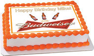 Beer Budweiser Edible Birthday Cake Topper OR Cupcake Topper, Decor