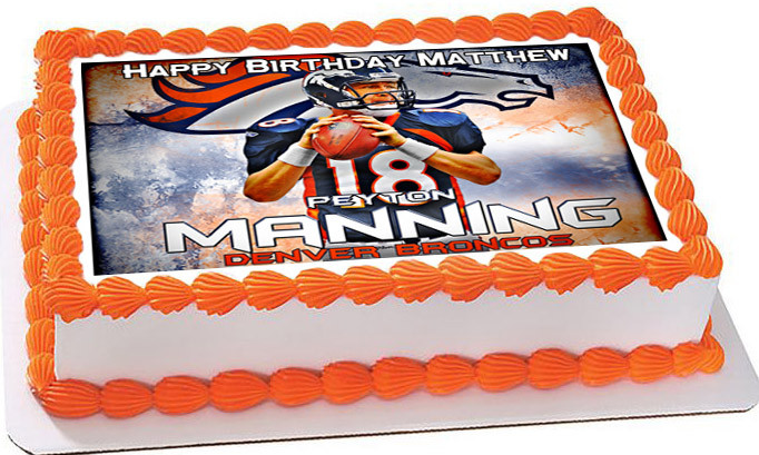 Peyton Manning Denver Broncos Edible Birthday Cake Topper