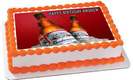 Beer Bottles Budweiser 2 Edible Birthday Cake Topper OR Cupcake Topper, Decor
