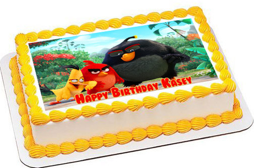 ANGRY BIRDS SQUARE BIRTHDAY CAKE TOPPER EDIBLE BIRTHDAY CAKE TOPPER DECORATION 