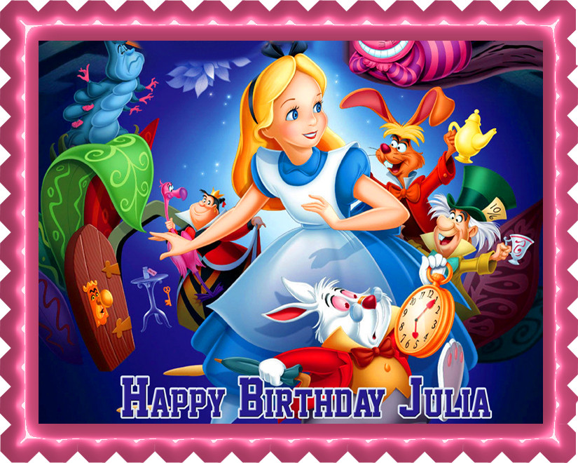 Alice in Wonderland Edible Birthday Cake Topper