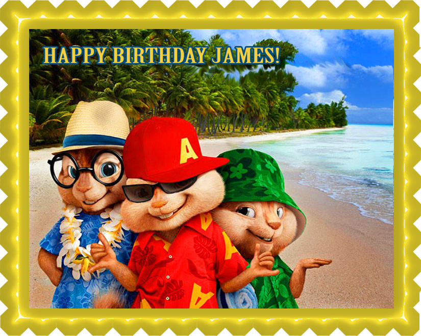 Alvin And The Chipmunks Road Chip 3 Edible Birthday Cake Topper