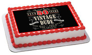 Vintage Dude 50th Edible Birthday Cake Topper OR Cupcake Topper, Decor