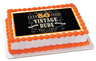 Vintage Dude 30th Edible Birthday Cake Topper OR Cupcake Topper, Decor