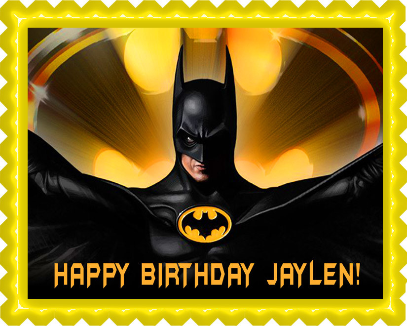 batman yellow edible birthday cake topper