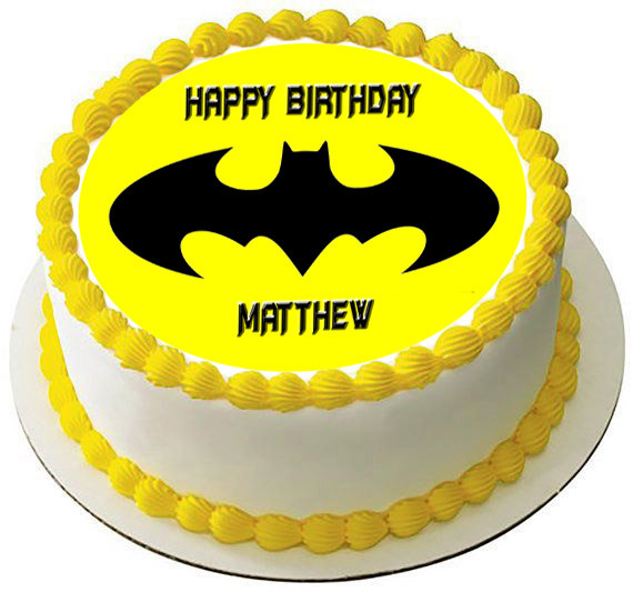 Batman Yellow Logo Edible Birthday Cake Topper