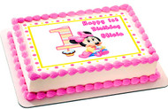 BABY MINNIE MOUSE 1st Birthday - Edible Cake Topper OR Cupcake Topper