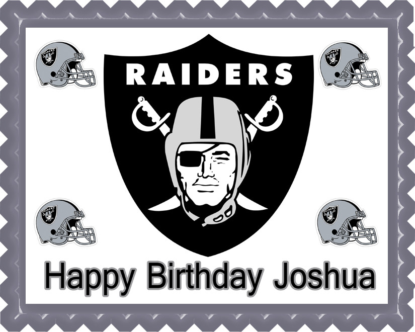 Oakland Raiders Birthday Party Edible Cake Topper 1/4 Icing Frosting sheet 