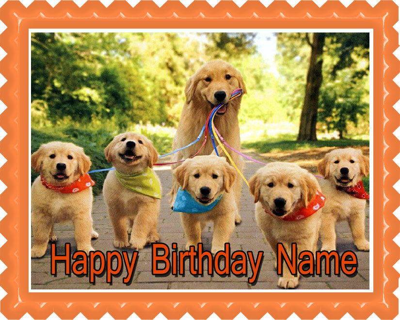 Golden Retriever Dog Puppy Edible Birthday Cake Topper