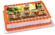 GOLDEN RETRIEVER Dog Puppy Edible Birthday Cake Topper OR Cupcake Topper, Decor