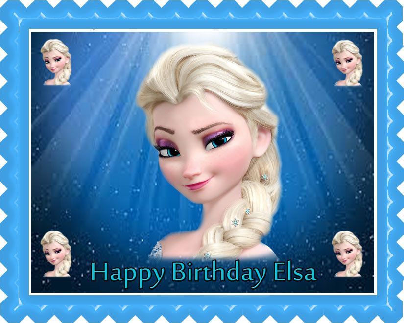 Frozen Elsa Face Edible Edible Birthday Cake Topper