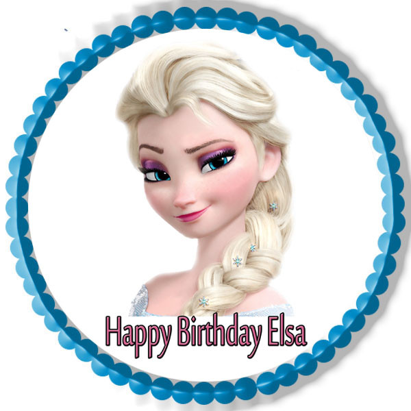 Frozen Elsa Face 2 Edible Edible Birthday Cake Topper