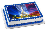 Eiffel Tower Edible Birthday Cake Topper OR Cupcake Topper, Decor