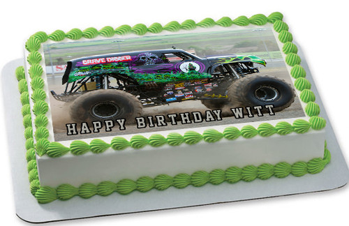 Grave Digger Monster Truck Edible Birthday Cake Topper