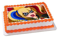 D.C. Super Hero Harley Quinn Edible Birthday Cake Topper OR Cupcake Topper, Decor