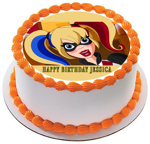D C Super Hero Harley Quinn Edible Birthday Cake Topper