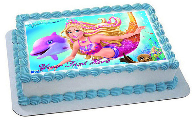 Rectangle Barbie Mermaid Cakes Barbie Mermaid Edible Image Cake