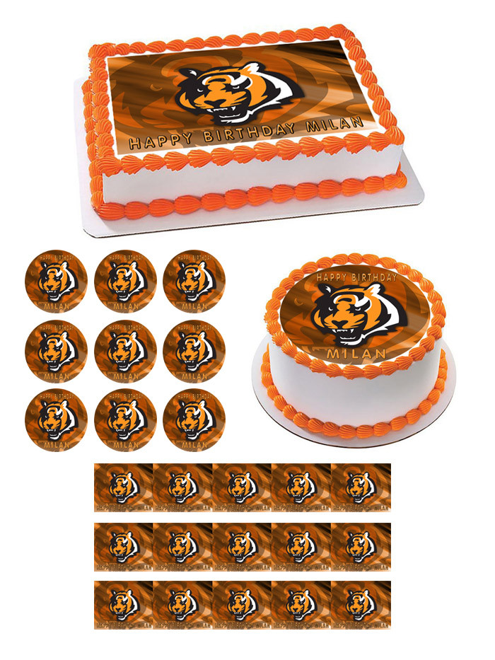 Cincinnati Bengals 3 Edible Birthday Cake Topper