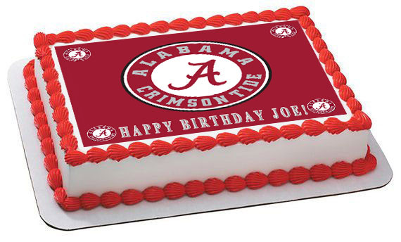 Alabama Crimson Tide University Edible Birthday Cake Topper