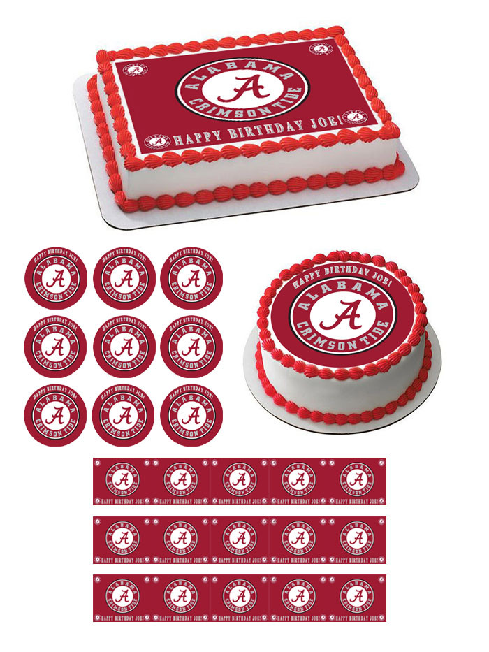Alabama Crimson Tide University Edible Birthday Cake Topper