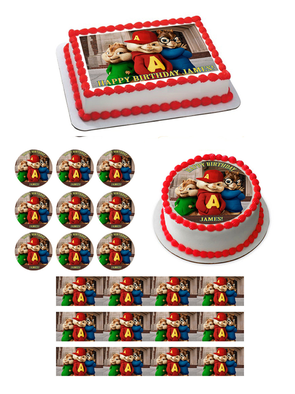 ALVIN AND THE CHIPMUNKS ROAD CHIP (Nr1) - Edible Cake Topper OR Cupcake  Topper, image size:960x1280