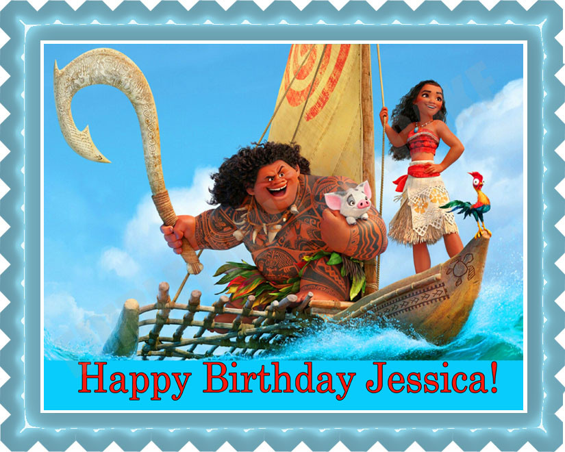 Moana 2 Edible Birthday Cake Topper
