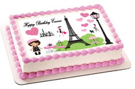 Paris Edible Birthday Cake Topper OR Cupcake Topper, Decor