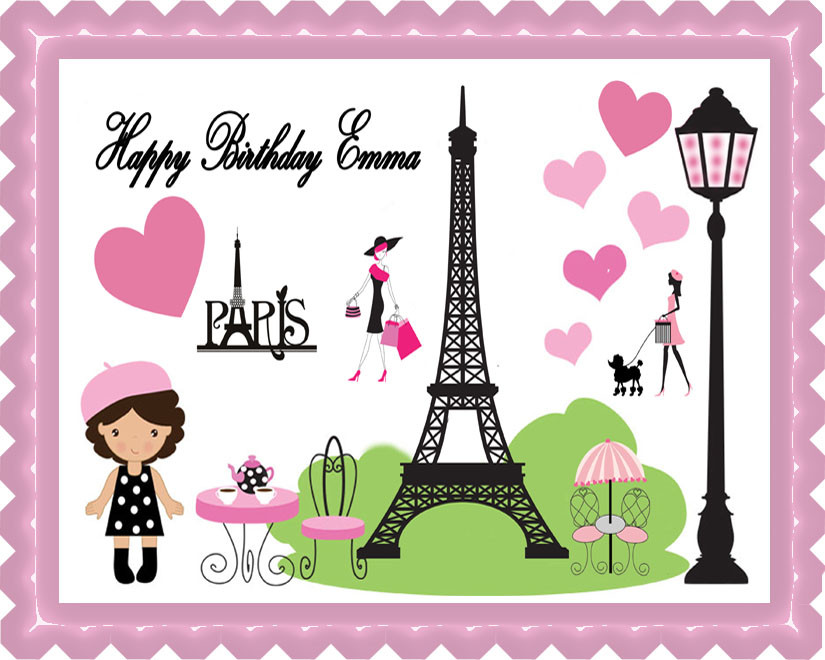 Paris Edible Birthday Cake Topper