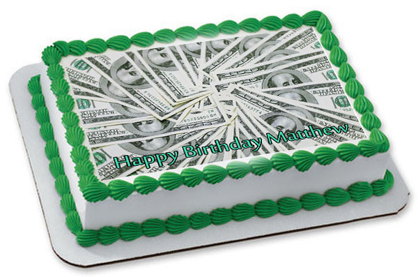 100 Dollar Bills Edible Birthday Cake Topper