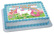Happy Unikorn - Edible Cake Topper OR Cupcake Topper, Decor