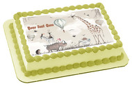 Woodland Animals with Giraffe Zebra - Edible Cake Topper OR Cupcake Topper, Decor