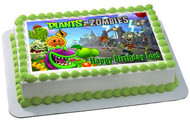 PLANTS vs ZOMBIES 1 Edible Birthday Cake Topper OR Cupcake Topper, Decor