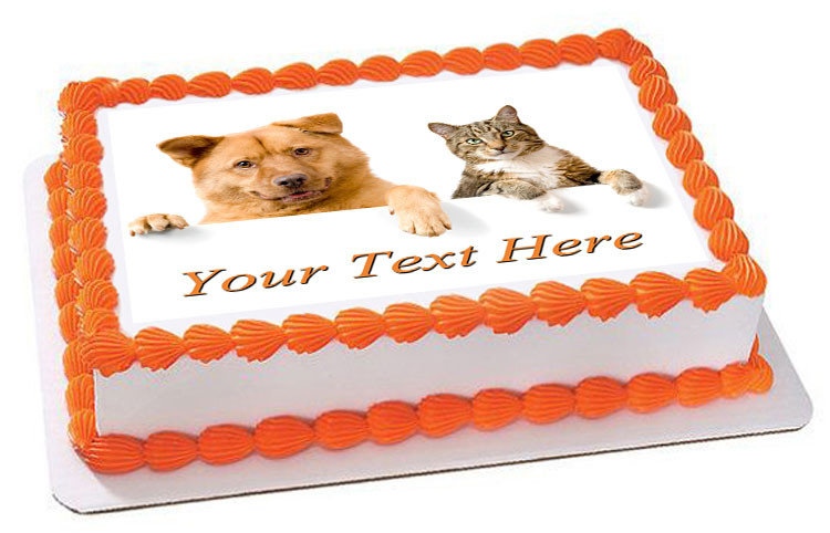 Dog And Cat Edible Birthday Cake Topper