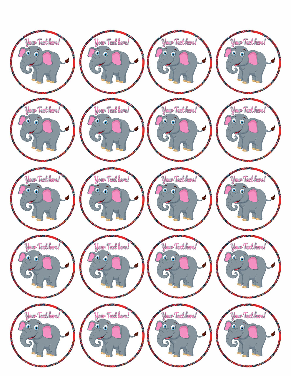 happy-elephant-edible-birthday-cake-topper for Elephant Cupcake Toppers Free Printable Happy Elephant Edible Birthday Cake Topper for Elephant Cupcake Toppers Free Printable